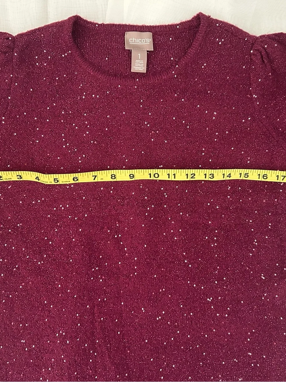 Chico's Sequin-Embellished Burgundy Sweater